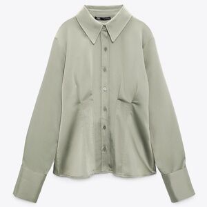 NWT Zara Fitted Satin Tailored Shirt